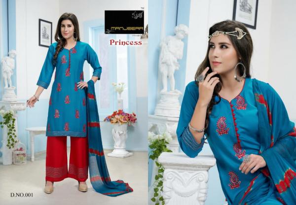 Manjeera Princess Rayon with Work Designer Readymade Suit